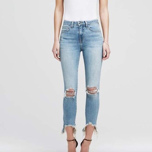 L'AGENCE High Line High Rise Skinny Jean Desert Light Destruct Women’s Size 26 - Picture 1 of 11